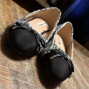 Karl Lagerfeld Monochrome Tweed Flats